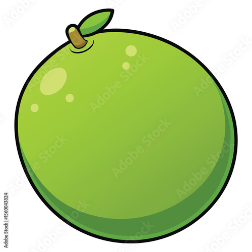 A single, vibrant green lime, fresh and juicy, isolated on a clean white background, a zesty citrus fruit.