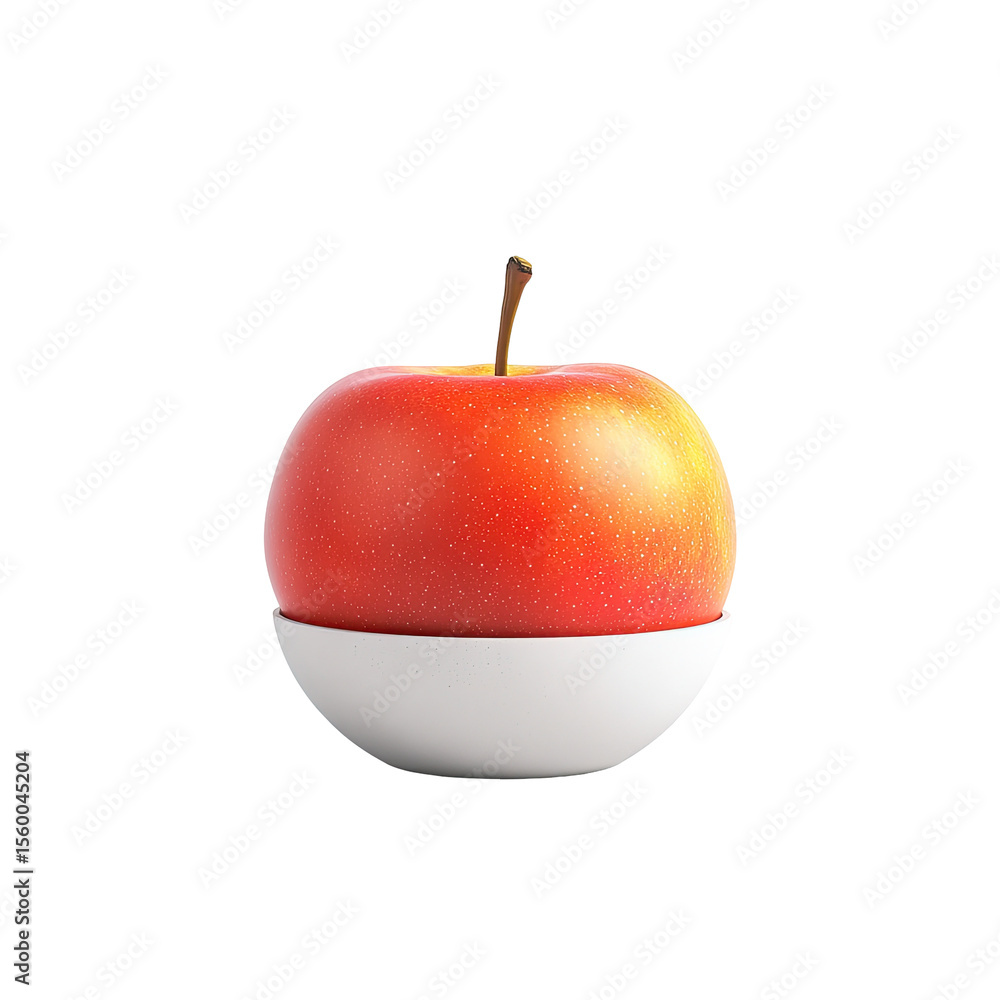 Obraz premium Single red apple in a white bowl