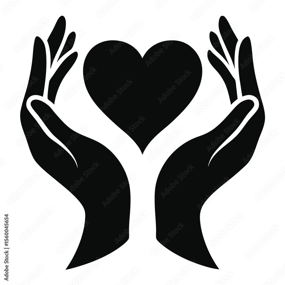Fototapeta premium Protecting a Heart Hands Gently Holding a Heart Symbol - Compassion, Care, and Love