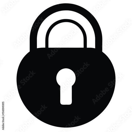 Secure Padlock Icon  Black Silhouette Graphic for Security, Privacy, and Protection