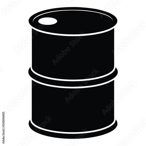 Industrial Metal Drum  A Black and White Icon of a 55-Gallon Steel Barrel