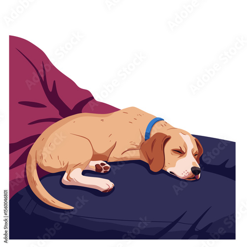 Dog sleeping on owner's lap on a cozy couch with soft pillows  