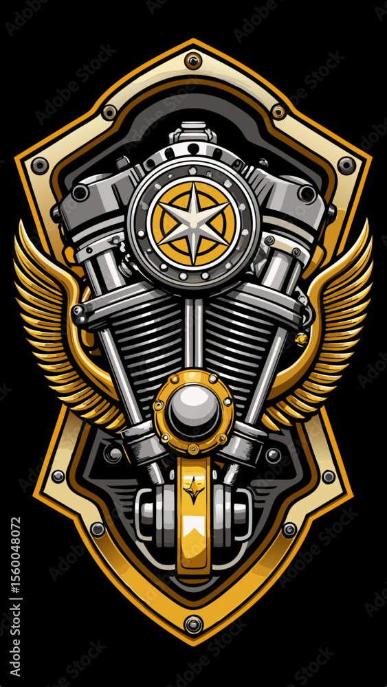 Naklejka premium Harley-Davidson motor engine in vector