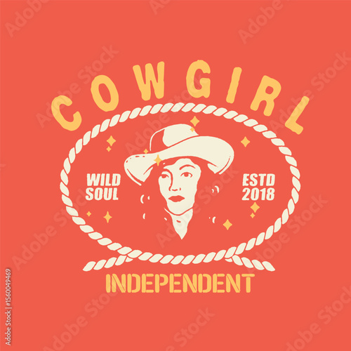 vintage style cowgirl perfect for t-shirts etc