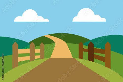 country road open gate countryside