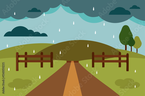 rainy countryside road creaky wooden bridge rural