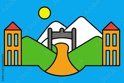 open gate winding road andes mountains