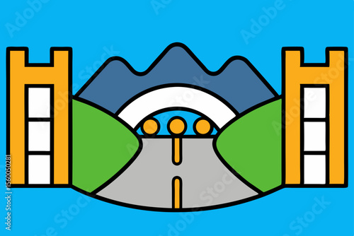 open gate winding road andes mountains