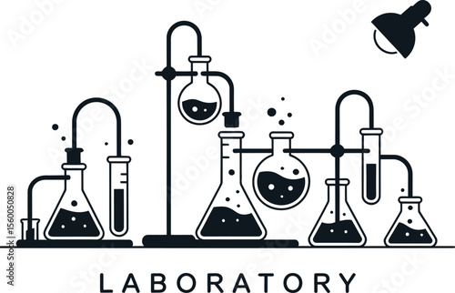  chemical flowchart design, scientific method vector, analytical chemistry tools.