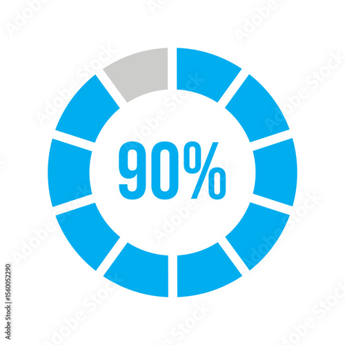 Circle 90 percent loading or circle 90 percent progress.