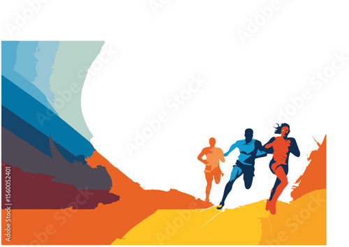 vector illustration of a man and woman walking on the event marathon