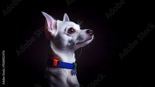 White Chihuahua Studio Portrait, Dark Background