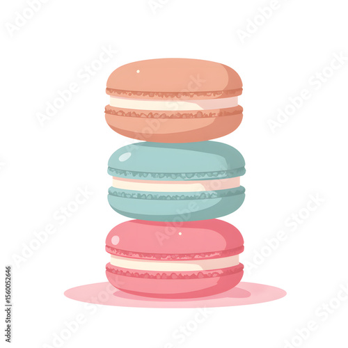 Colorful stack of macarons on a pastel surface  