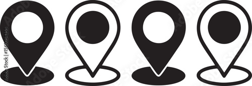 Location Pin Icons Set on Transparent Background, Perfect for Maps, Navigation, and Place Markers in Web Design, Mobile Apps, and Geographic Presentations