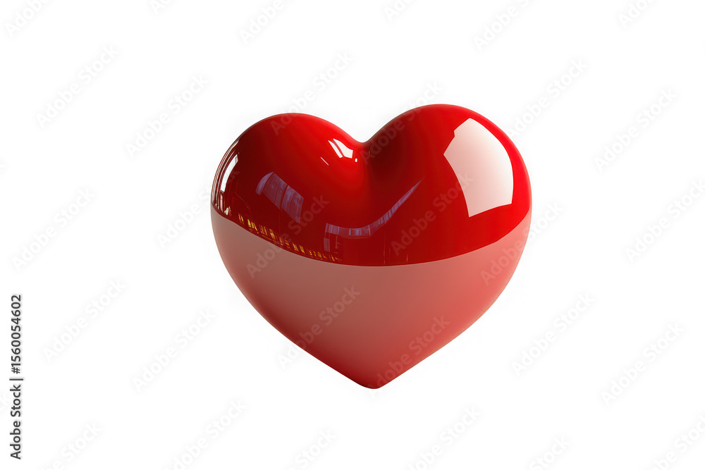 Fototapeta premium 3d rendered red heart love romance valentine's day passion affection symbol graphic design element isolated on transparent background