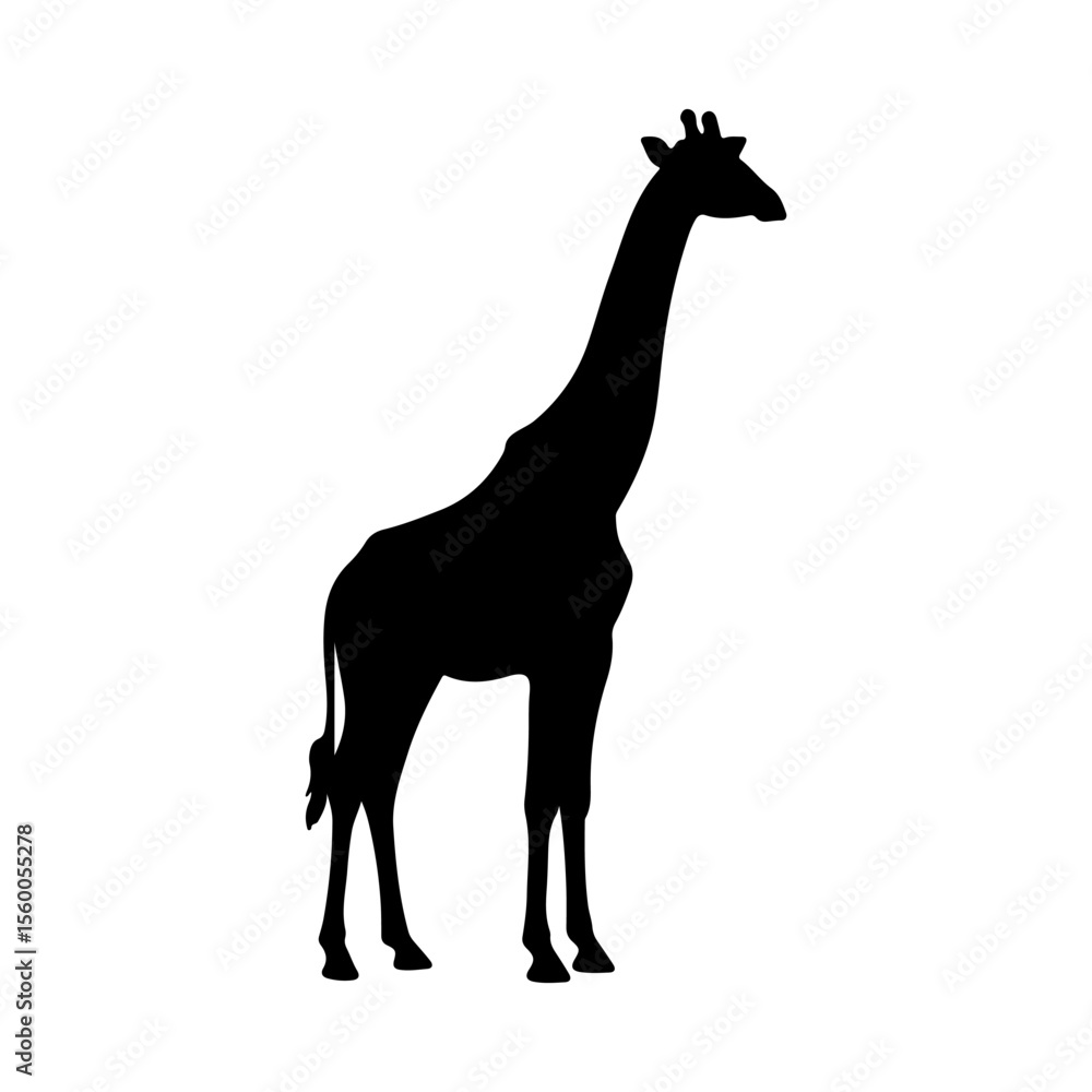 Fototapeta premium Giraffe silhouette icon vector flat design on white background