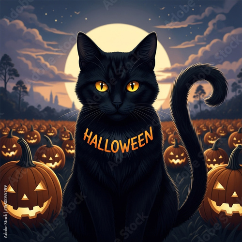 Halloween Black Cat with Pu...