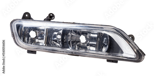 Spare part for sale at auto-parsing or car body repair in service on a white isolated background - a fog lamps, after an accident and damage.