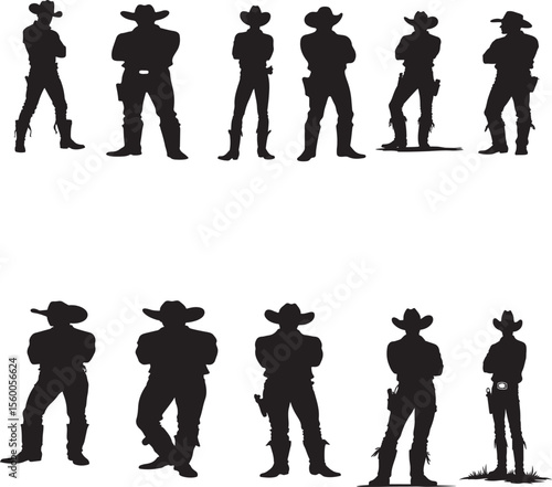 Silhouette of Cowboy Standing with Arms Crossed