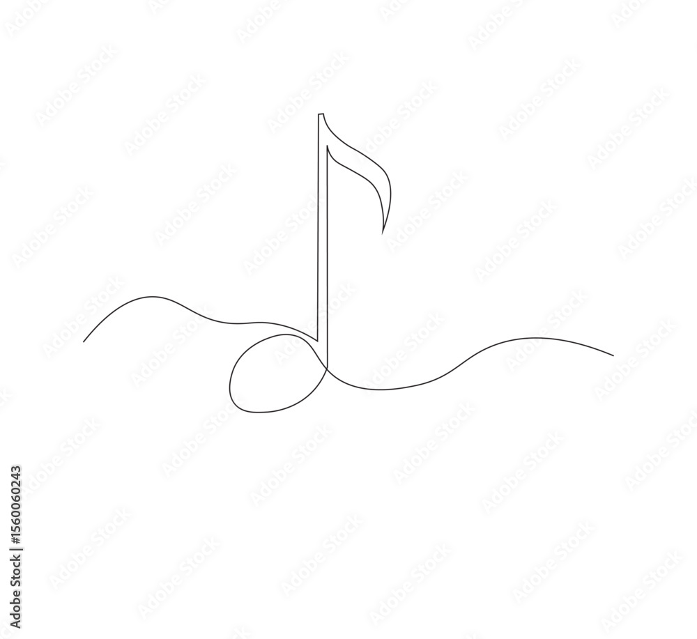 Obraz premium Simple and continuous one-line Music Drawing. white background,Musical notes in simple outline illustration. Editable line vector