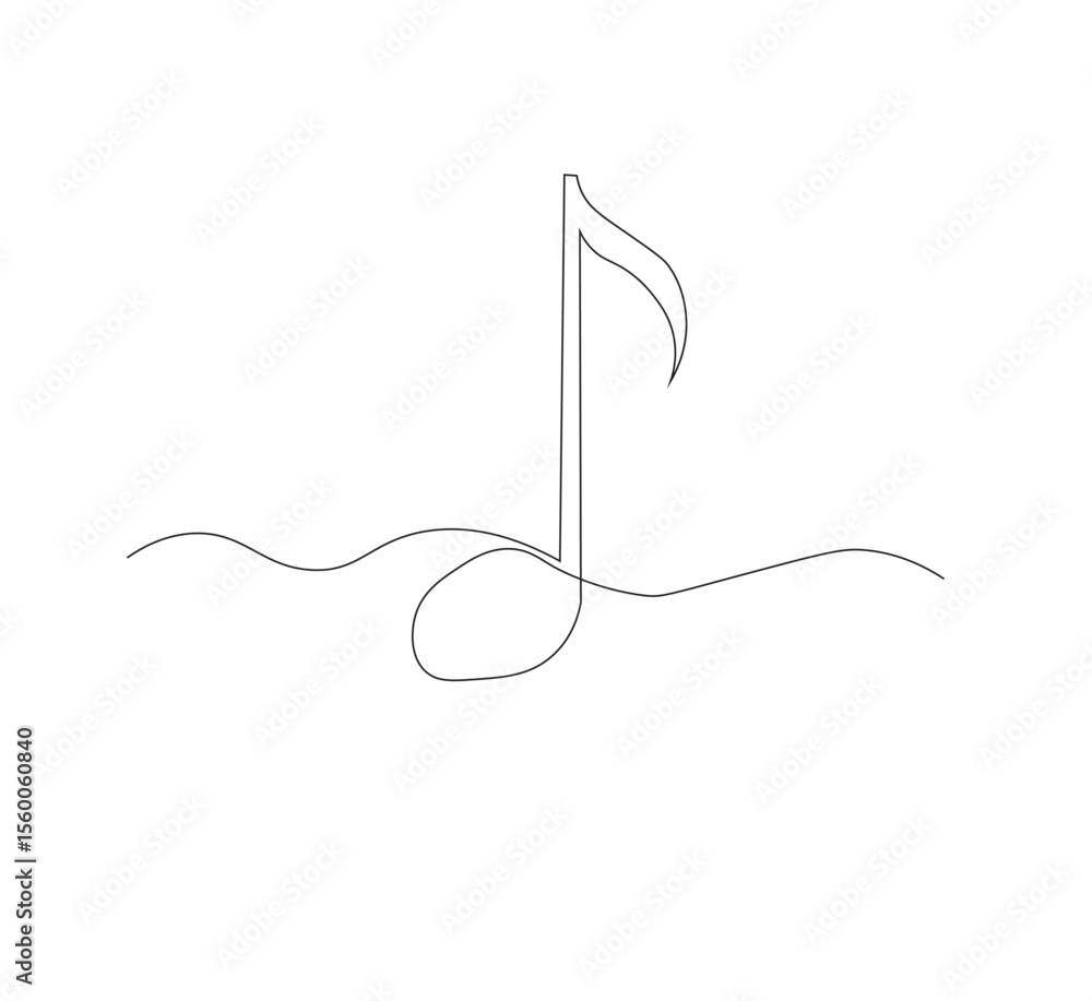 Obraz premium Simple and continuous one-line Music Drawing. white background,Musical notes in simple outline illustration. Editable line vector