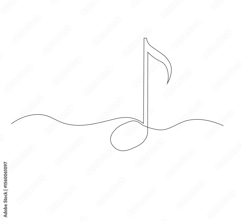 Obraz premium Simple and continuous one-line Music Drawing. white background,Musical notes in simple outline illustration. Editable line vector