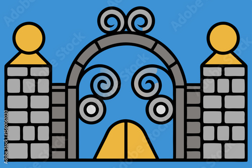Vintage Danish Gate Featuring Artistic Ironwork Details