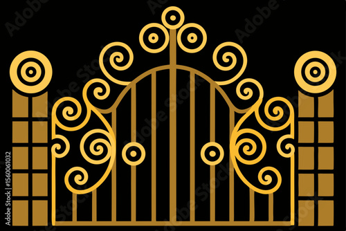 Majestic Iron Gates with Gold Accents Entrance Design