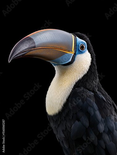 toucan bird on a black background
