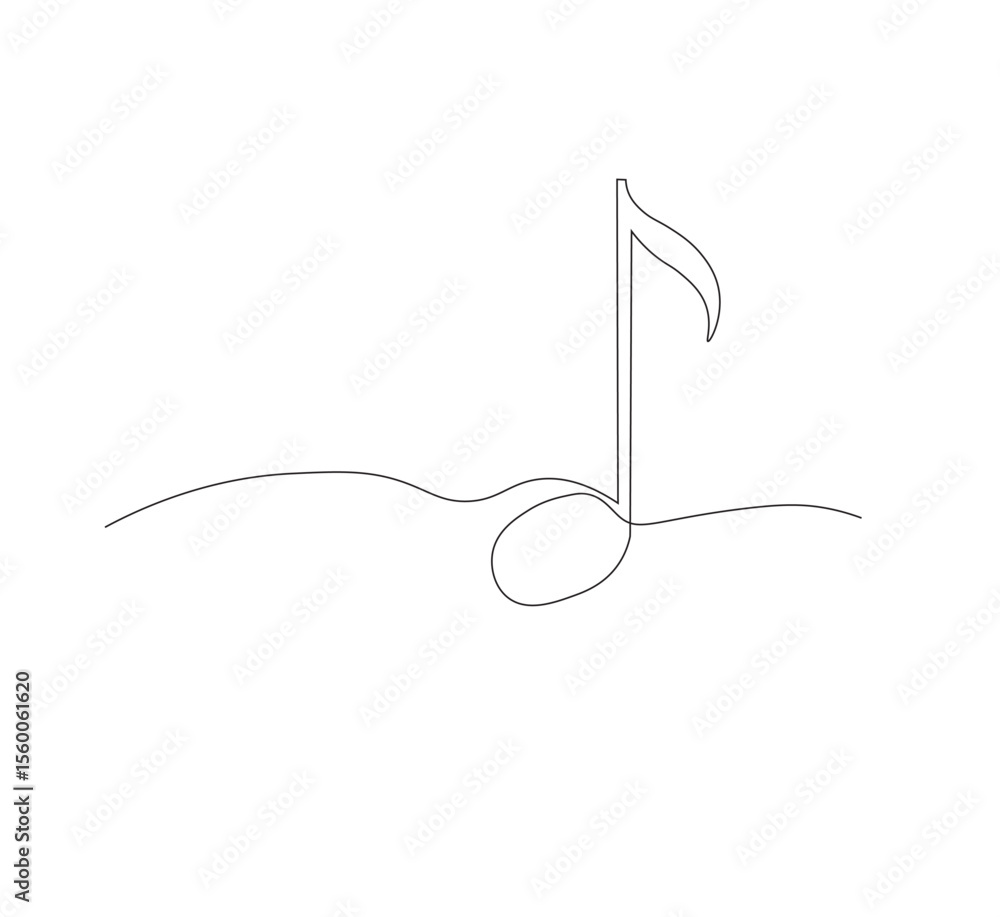 Obraz premium Simple and continuous one-line Music Drawing. white background,Musical notes in simple outline illustration. Editable line vector