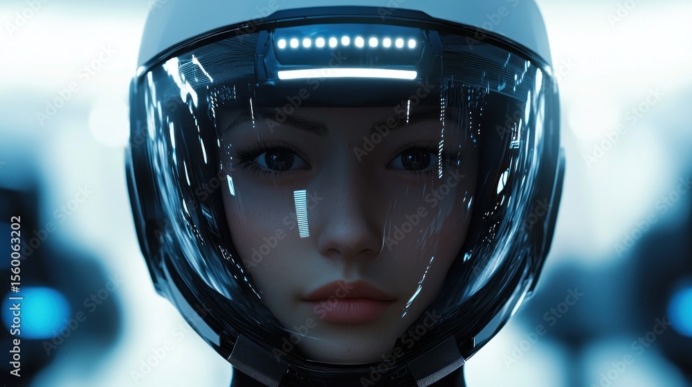 Fototapeta premium Woman futuristic helmet