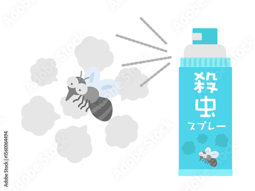 殺虫スプレーで蚊を退治する　イラスト
