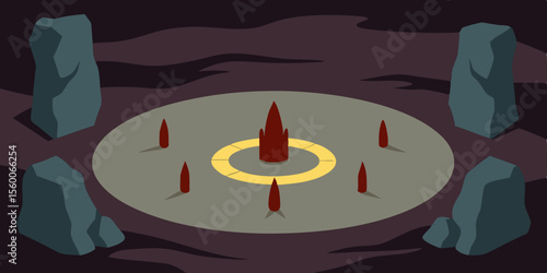 Mysterious Stone Circle Enigmatic Ritual Site Illustration