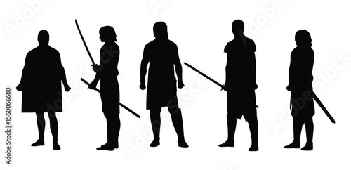 Medieval Knights with Swords Silhouette Collection