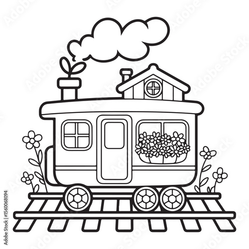 Whimsical House Bold & Easy Coloring Page,  bold and easy coloring book, Coloring page, whimsical coloring book for kids, bold and easy coloring book, victor art,   fairy house coloring page