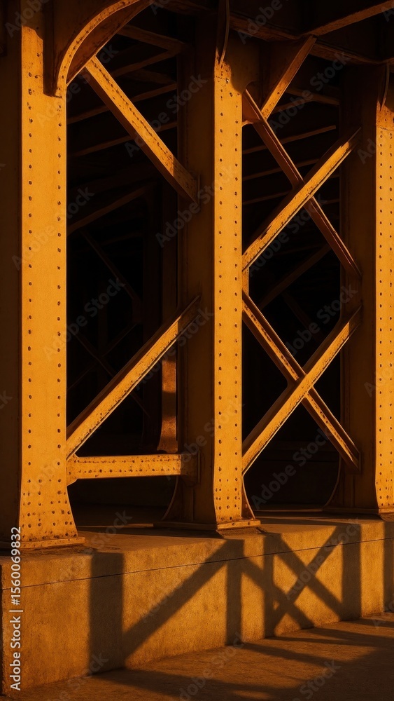 Fototapeta premium Golden light on industrial structure.