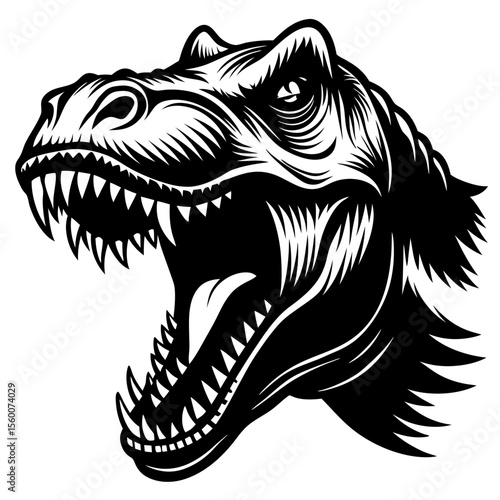 Fierce Dinosaur Head Roaring Silhouette