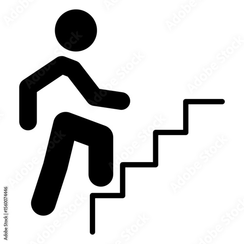Icono hombre subiendo escalones. Símbolo salida de emergencia 