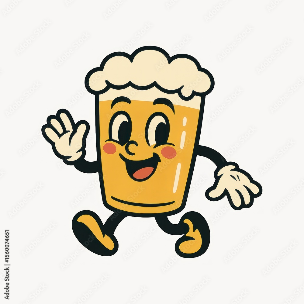 Obraz premium Cheerful cartoon beer glass