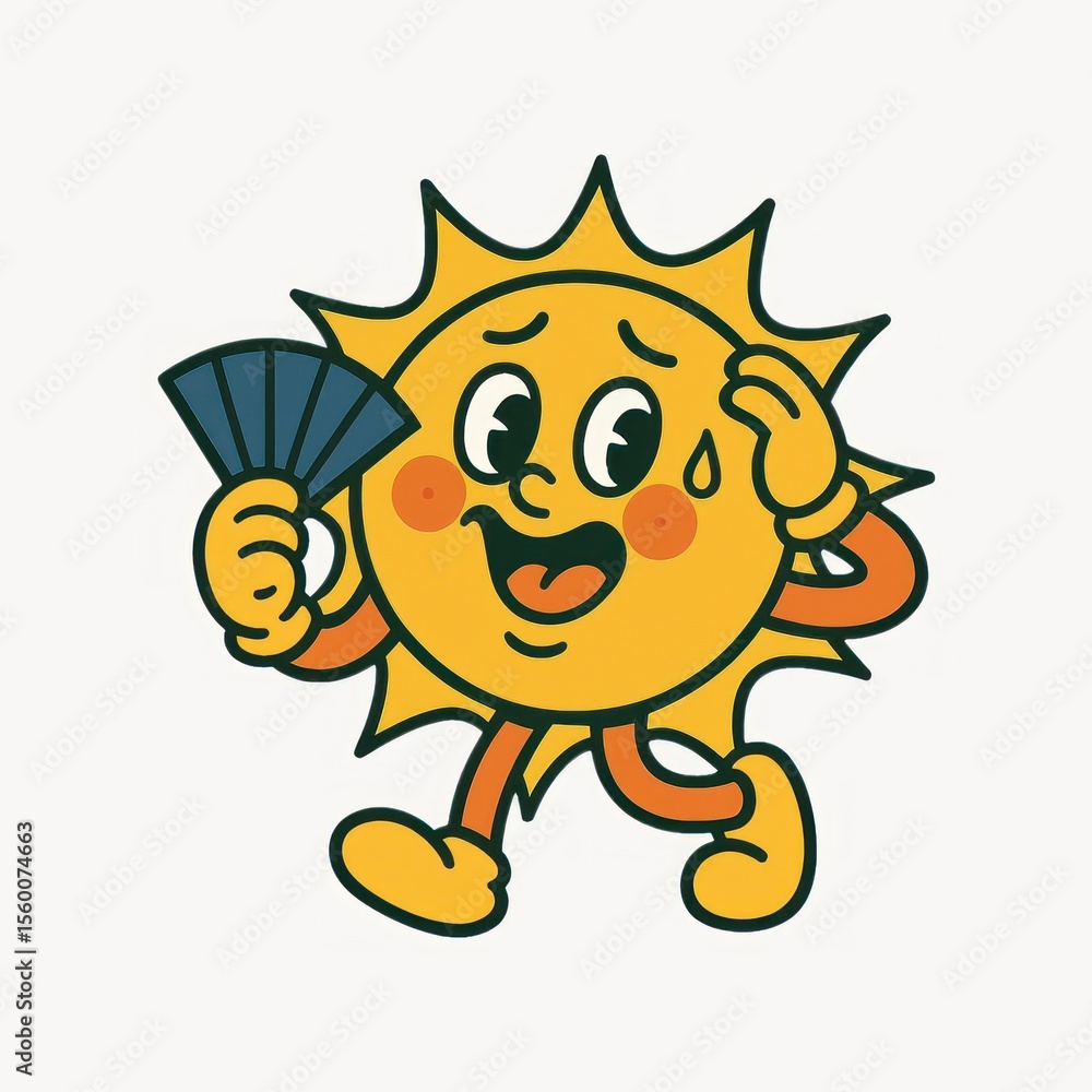 Fototapeta premium Cartoon sun feeling hot