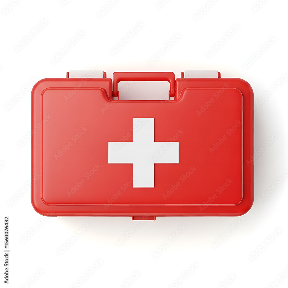 Fototapeta premium First Aid Kit Icon with Red Cross - Realistic