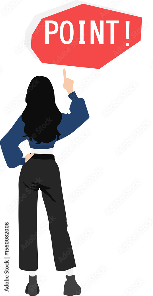 point checkを指さす女性のイラスト point checkを指さす女性のイラスト