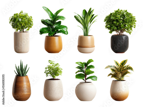 Collection of potted plants: A curated assortment of diverse potted plants, each thriving in its unique container, creating a symphony of greenery and natural aesthetic beauty.