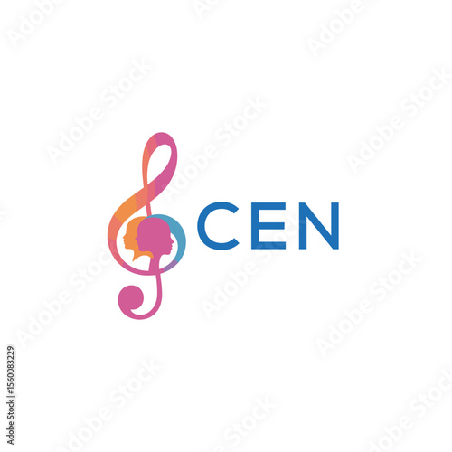 CEN “Abstract music school logo with people and melody icon” CEN Later Logo, “Modern music therapy logo with faces and note symbol”
