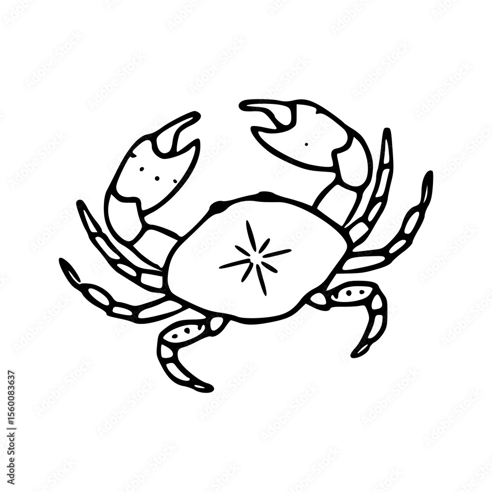 Fototapeta premium ocean crab line art with design