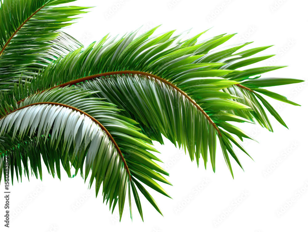 Obraz premium Lush Palm Fronds: Close-up on vibrant palm fronds, showcasing their intricate patterns and verdant green hues in detailed botanical photograph.