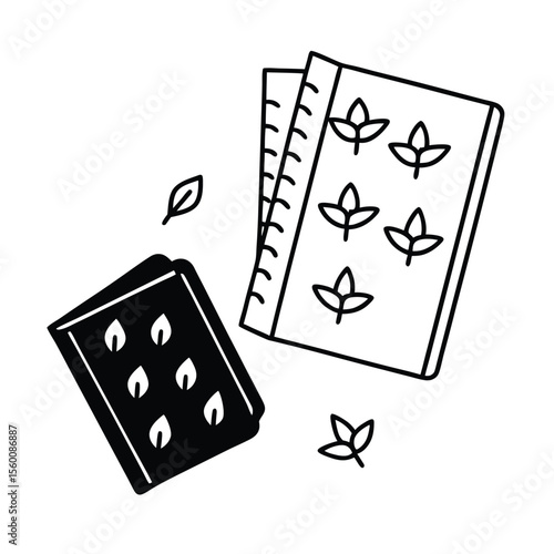 Seed envelopes placed beside handwritten garden planner Vector illustration
