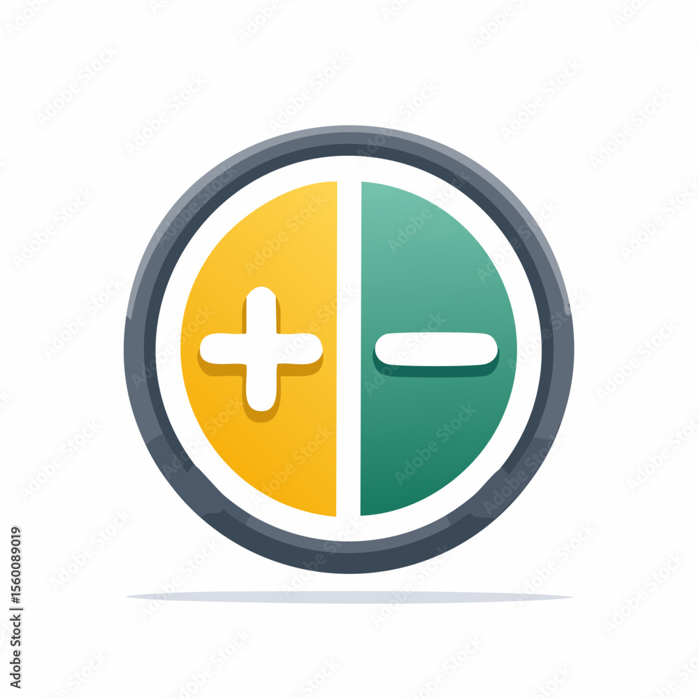 Fototapeta premium Circular graphic symbol with plus and minus signs, representing addition and subtraction.