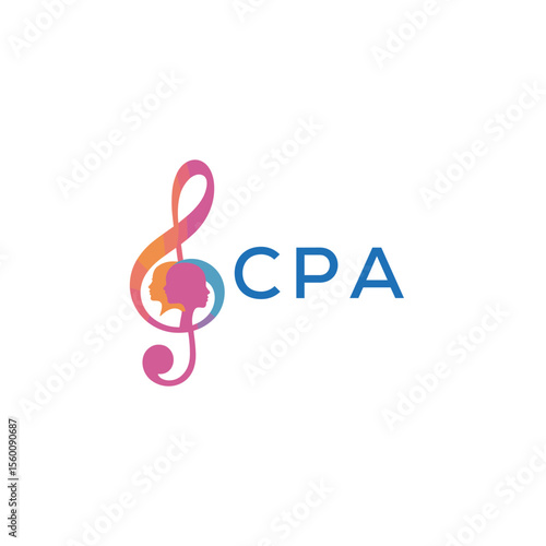 CPA “Abstract music school logo with people and melody icon” CPA Later Logo, “Modern music therapy logo with faces and note symbol”
