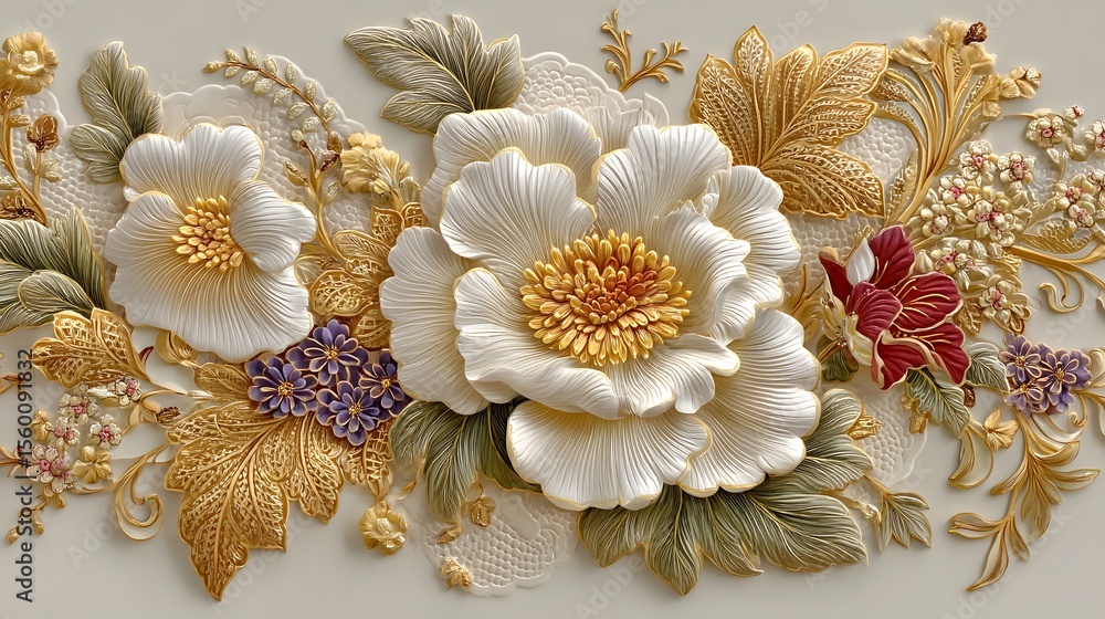 Fototapeta premium Decorative botanical design in oriental style high resolution photo